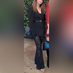 12th Tribe Black Lace Flare Pants